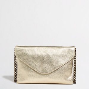 Jcrew Factory Gold Pebbled Leather Clutch